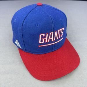 Vintage NY Giants Hat Cap Snapback Blue Script Big Logo Spellout Apex One